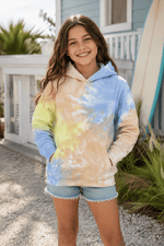 ILTEX Apparel Kids Clothing Tie Dye Youth Peach Blue Heavyweight Hoodie