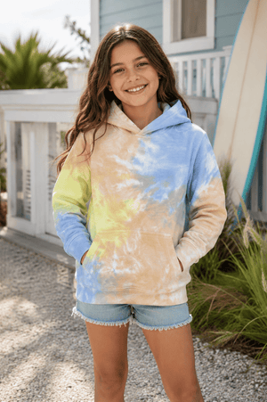 ILTEX Apparel Kids Clothing Tie Dye Youth Peach Blue Heavyweight Hoodie