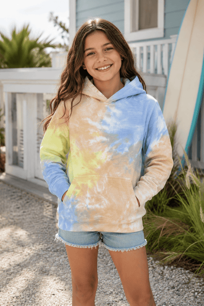 ILTEX Apparel Kids Clothing Tie Dye Youth Peach Blue Heavyweight Hoodie