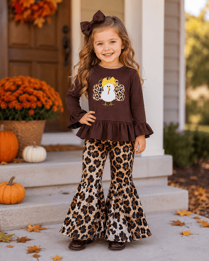 ILTEX Apparel Kids Clothing Turkey Thanksgiving Brown Cheetah Outfit Kids