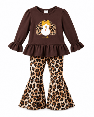 ILTEX Apparel Kids Clothing Turkey Thanksgiving Brown Cheetah Outfit Kids