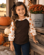 ILTEX Apparel Kids Clothing Turkey Thanksgiving Brown Ruffle Top Kids