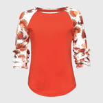 ILTEX Apparel Kids Clothing Turkey Thanksgiving Orange Ruffle Top