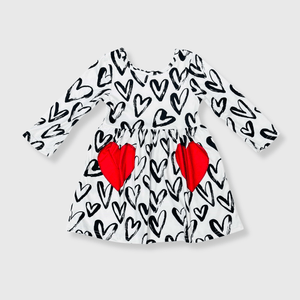 ILTEX Apparel Kids Clothing Valentine Heart Black & White Dress