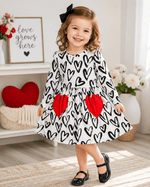 ILTEX Apparel Kids Clothing Valentine Heart Black & White Dress
