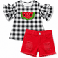 ILTEX Apparel Kids Clothing Watermelon Checkered Red Shorts Outfit