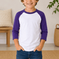 ILTEX Apparel Kids Clothing White/Purple / 2T Kids 3/4 Sleeve Raglan Baseball T-Shirt – 25+ Colors