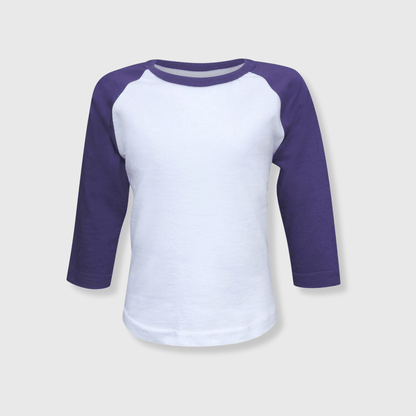 ILTEX Apparel Kids Clothing White/Purple / 2T Kids Plain Raglan 3/4 T-Shirt - White Body