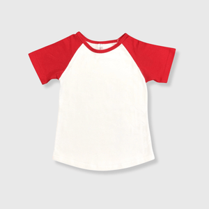 ILTEX Apparel Kids Clothing White/Red / 1-2 years Short Sleeve Blank Raglan Kids