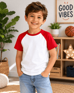 ILTEX Apparel Kids Clothing White/Red / 1-2 years Short Sleeve Blank Raglan Kids