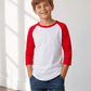ILTEX Apparel Kids Clothing White/Red / 2T Kids Baseball Polyester Raglan Tee - White Body