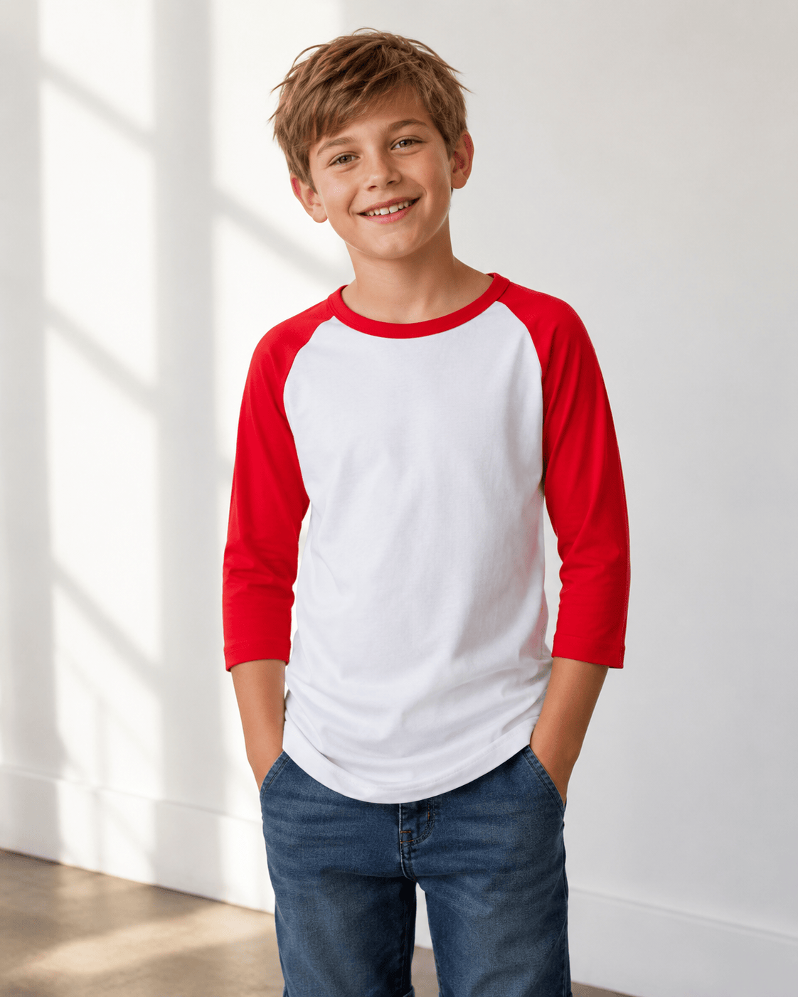 ILTEX Apparel Kids Clothing White/Red / 2T Kids Baseball Polyester Raglan Tee - White Body