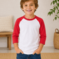 ILTEX Apparel Kids Clothing White/Red / 6 Months Kids 3/4 Sleeve Raglan Baseball T-Shirt – 25+ Colors
