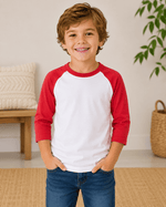 ILTEX Apparel Kids Clothing White/Red / 6 Months Kids 3/4 Sleeve Raglan Baseball T-Shirt – 25+ Colors
