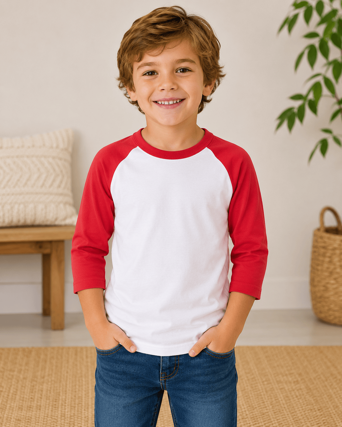 ILTEX Apparel Kids Clothing White/Red / 6 Months Kids 3/4 Sleeve Raglan Baseball T-Shirt – 25+ Colors