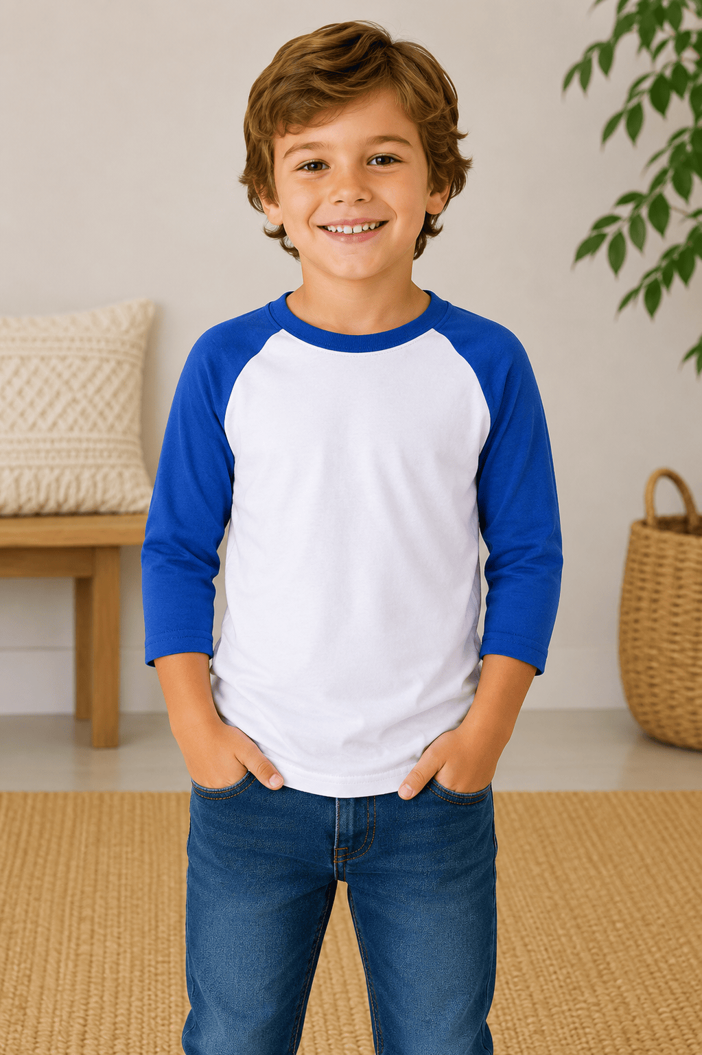 ILTEX Apparel Kids Clothing White/Royal Blue / 2T Kids 3/4 Sleeve Raglan Baseball T-Shirt – 25+ Colors