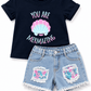 ILTEX Apparel Kids Clothing 'You are Mermazing' Denim Outfit