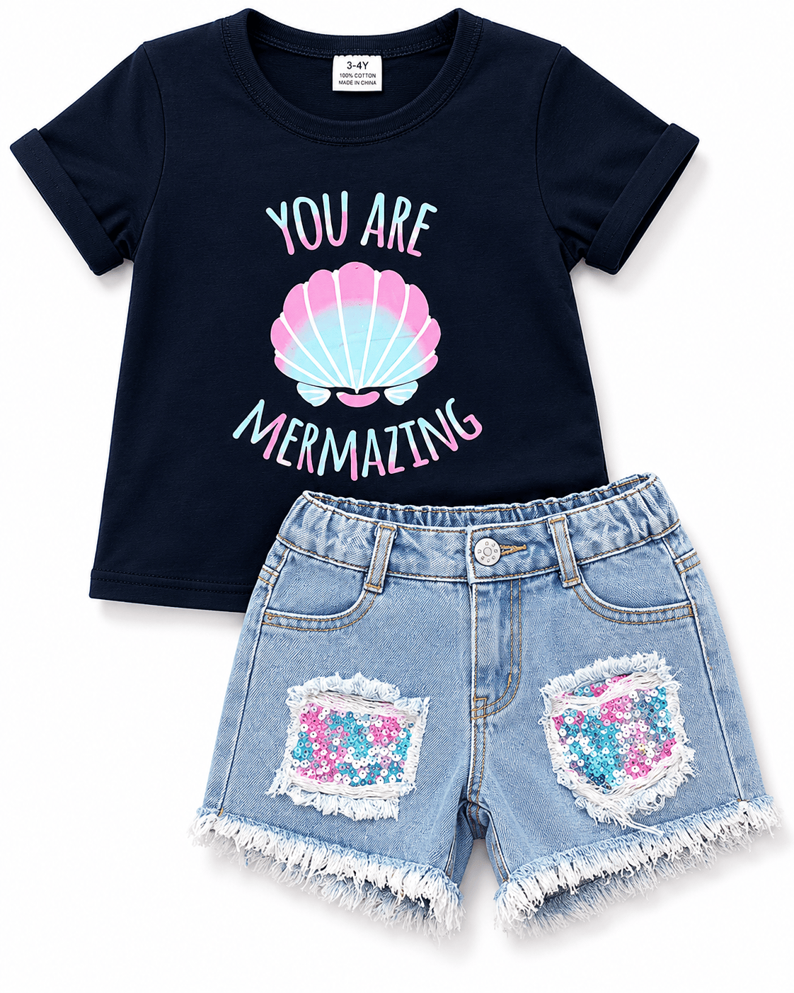 ILTEX Apparel Kids Clothing 'You are Mermazing' Denim Outfit