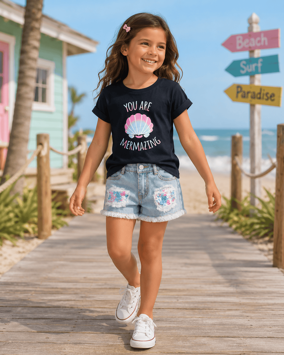 ILTEX Apparel Kids Clothing 'You are Mermazing' Denim Outfit