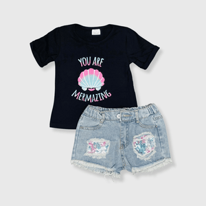 ILTEX Apparel Kids Clothing 'You are Mermazing' Denim Outfit