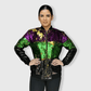 ILTEX Apparel Mardi Gras Color Block Sequin Bomber Jacket