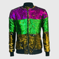 ILTEX Apparel Mardi Gras Color Block Sequin Bomber Jacket
