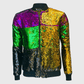 ILTEX Apparel Mardi Gras Color Block Sequin Bomber Jacket