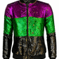 ILTEX Apparel Mardi Gras Color Block Sequin Bomber Jacket