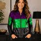 ILTEX Apparel Mardi Gras Color Block Sequin Bomber Jacket