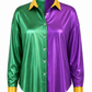 ILTEX Apparel Mardi Gras Metallic Button Down Top