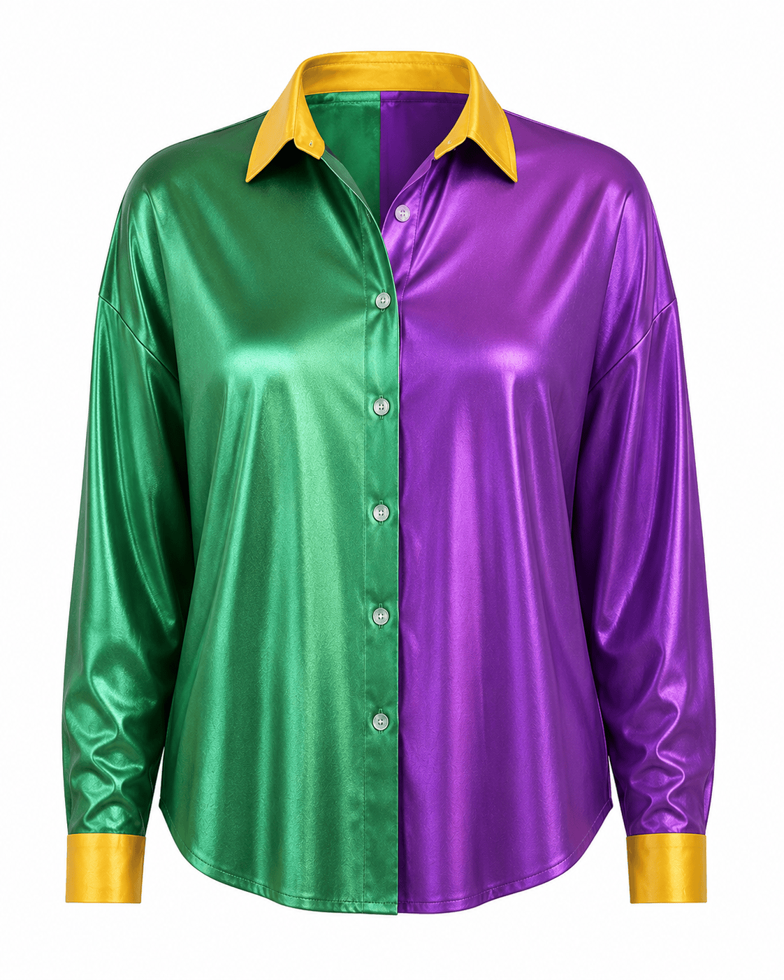 ILTEX Apparel Mardi Gras Metallic Button Down Top