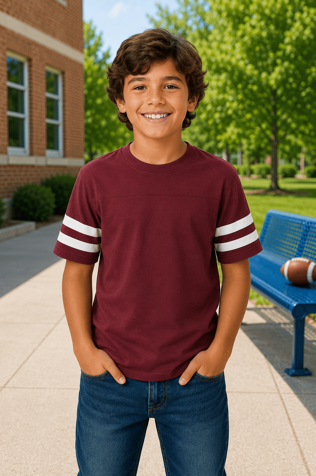 ILTEX Apparel Maroon / 2T 2 Stripes Jersey T-Shirt Kids