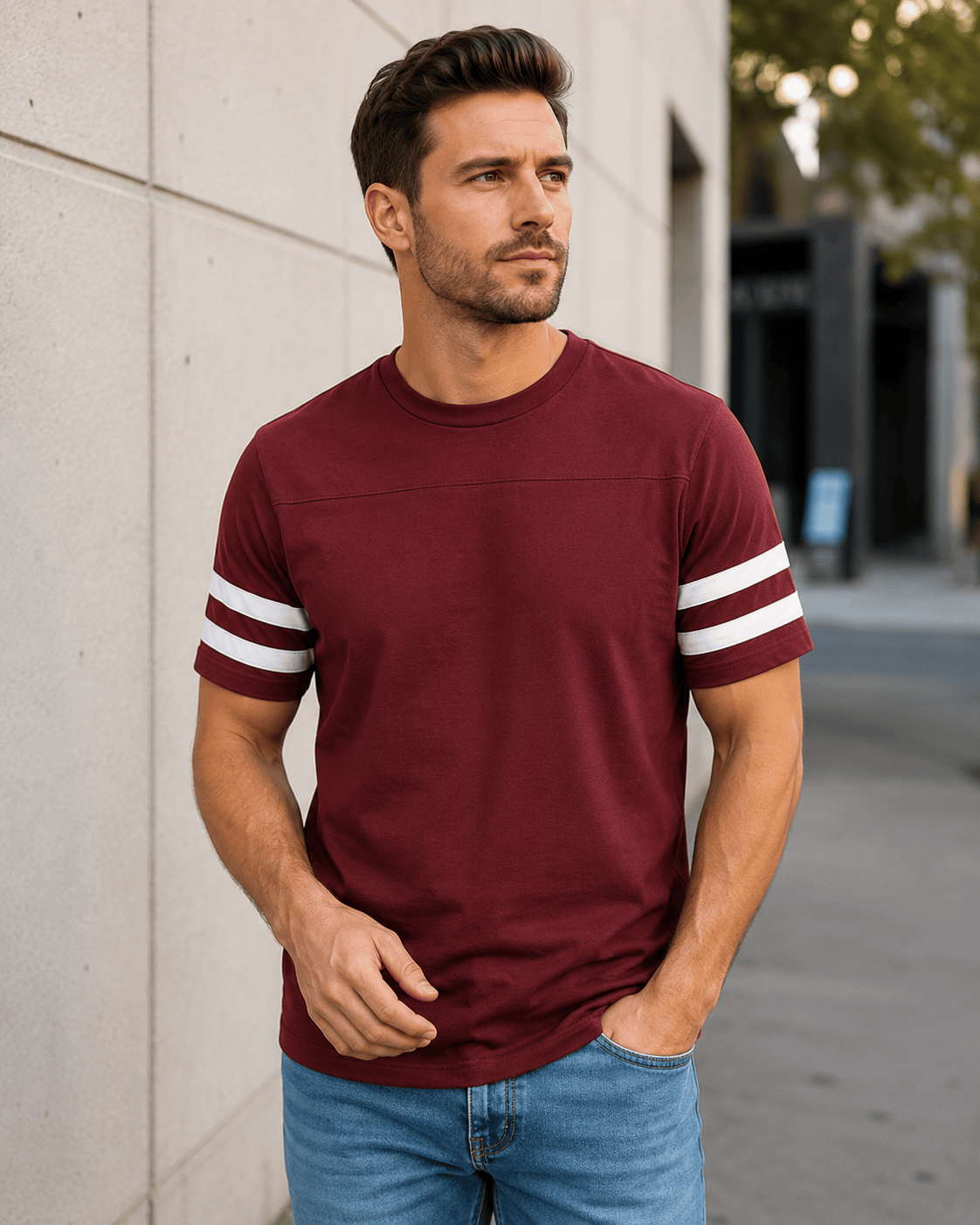 ILTEX Apparel Maroon / Small 2 Stripes Jersey T-Shirt