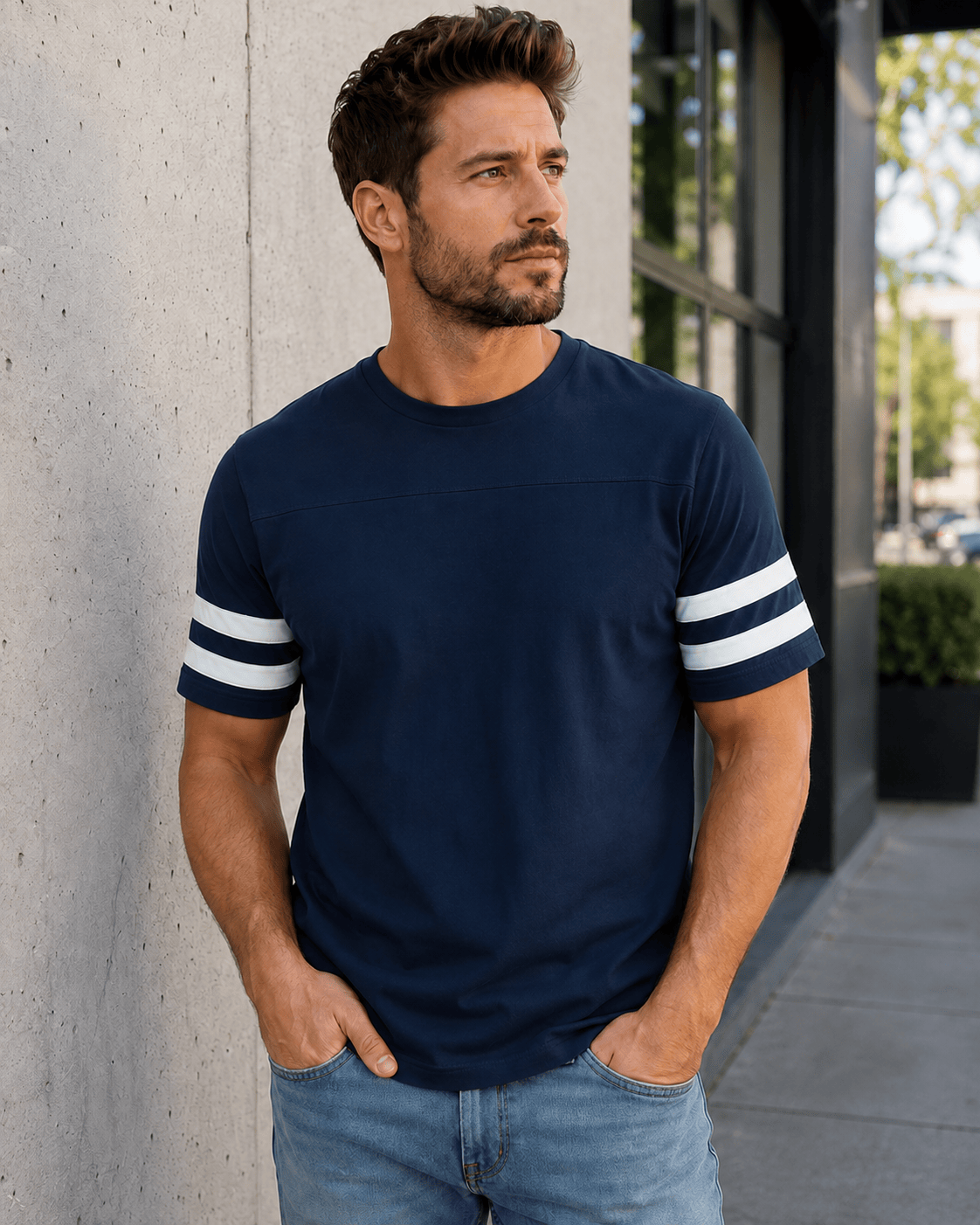 ILTEX Apparel Navy/White / Small Adult 2 Stripe Jersey T-Shirt