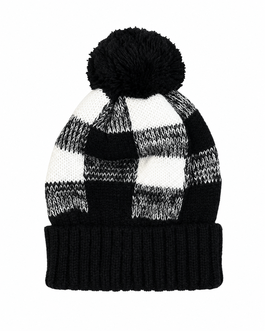 ILTEX Apparel Plaid Black Pom Pom Beanie