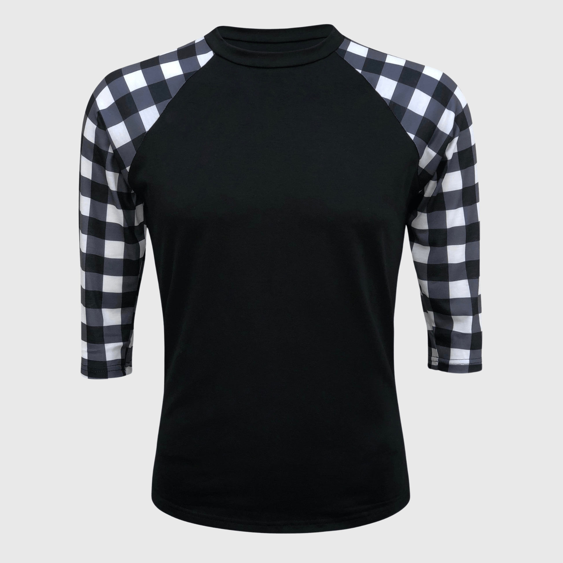 ILTEX Apparel Plaid Raglan Plaid Raglan Black White Checkered