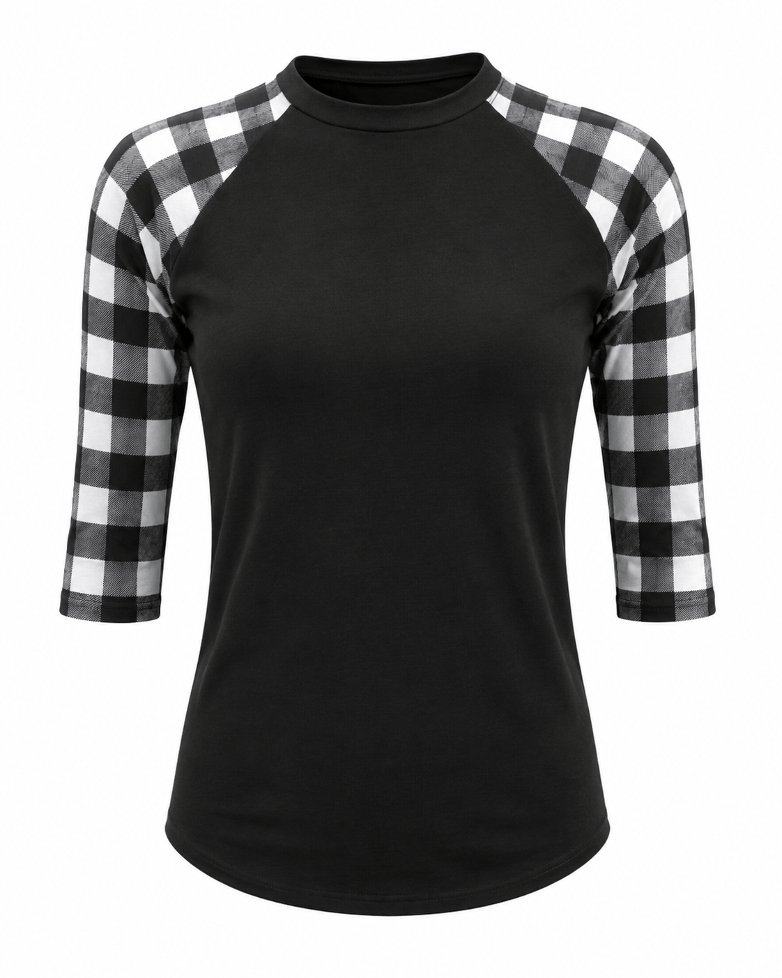 ILTEX Apparel Plaid Raglan Plaid Raglan Black White Checkered