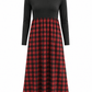 ILTEX Apparel Plaid Red Black Long Sleeve Maxi Dress Women