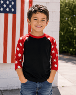 ILTEX Apparel Printed Raglans Black/Red Star / Y-Small Star Sleeve Raglan Youth