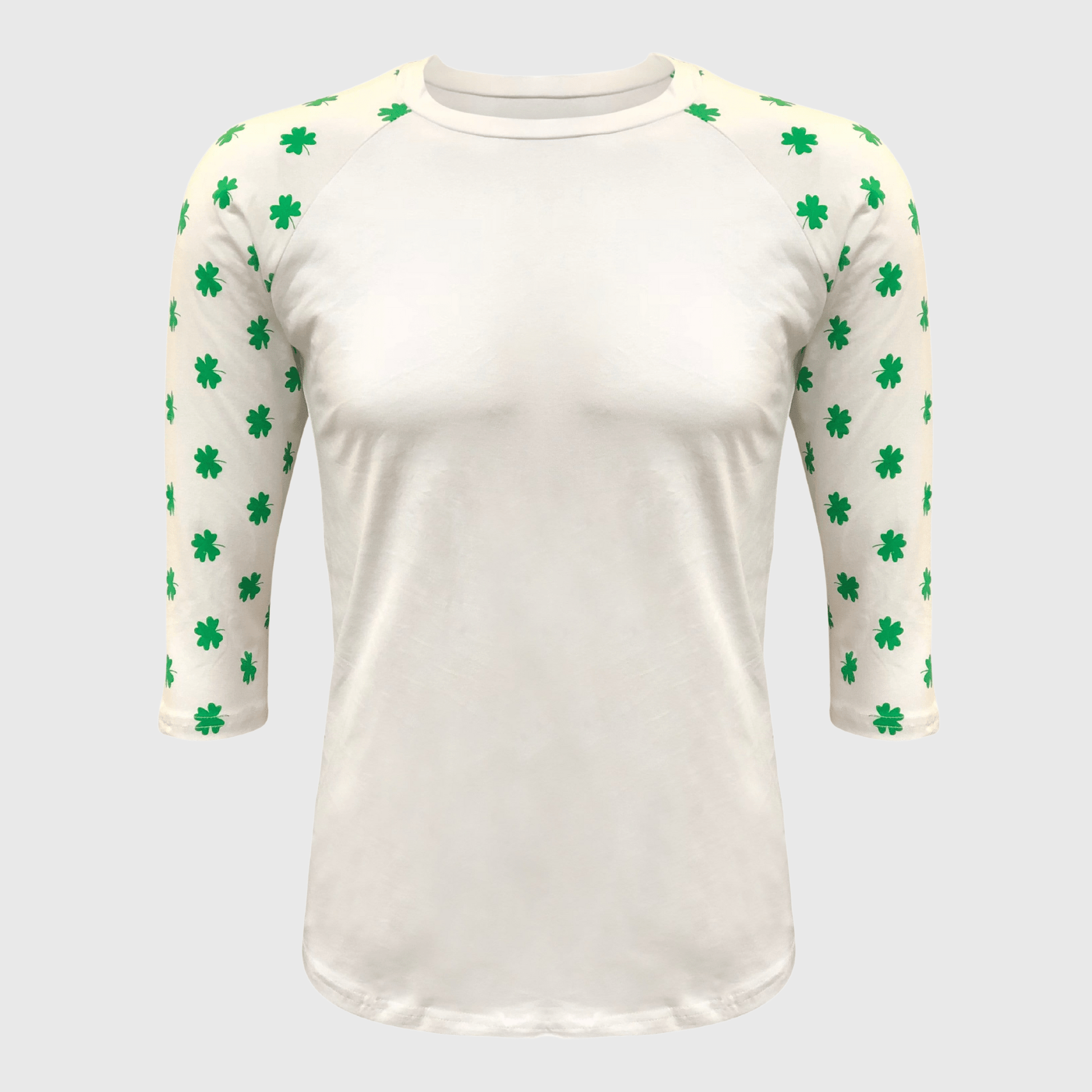 ILTEX Apparel Printed Raglans St. Patricks White Shamrock Top