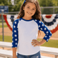 ILTEX Apparel Printed Raglans White/Royal Blue Star / Y-Small Star Sleeve Raglan Youth
