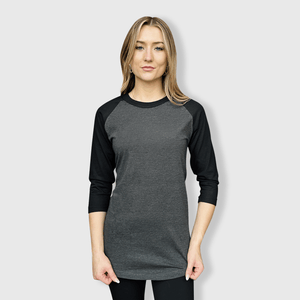 ILTEX Apparel Raglan Adult Plain Raglan 3/4 T-Shirt - Charcoal Black