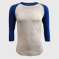 ILTEX Apparel Raglan Adult Plain Raglan 3/4 T-Shirt - Gray Body