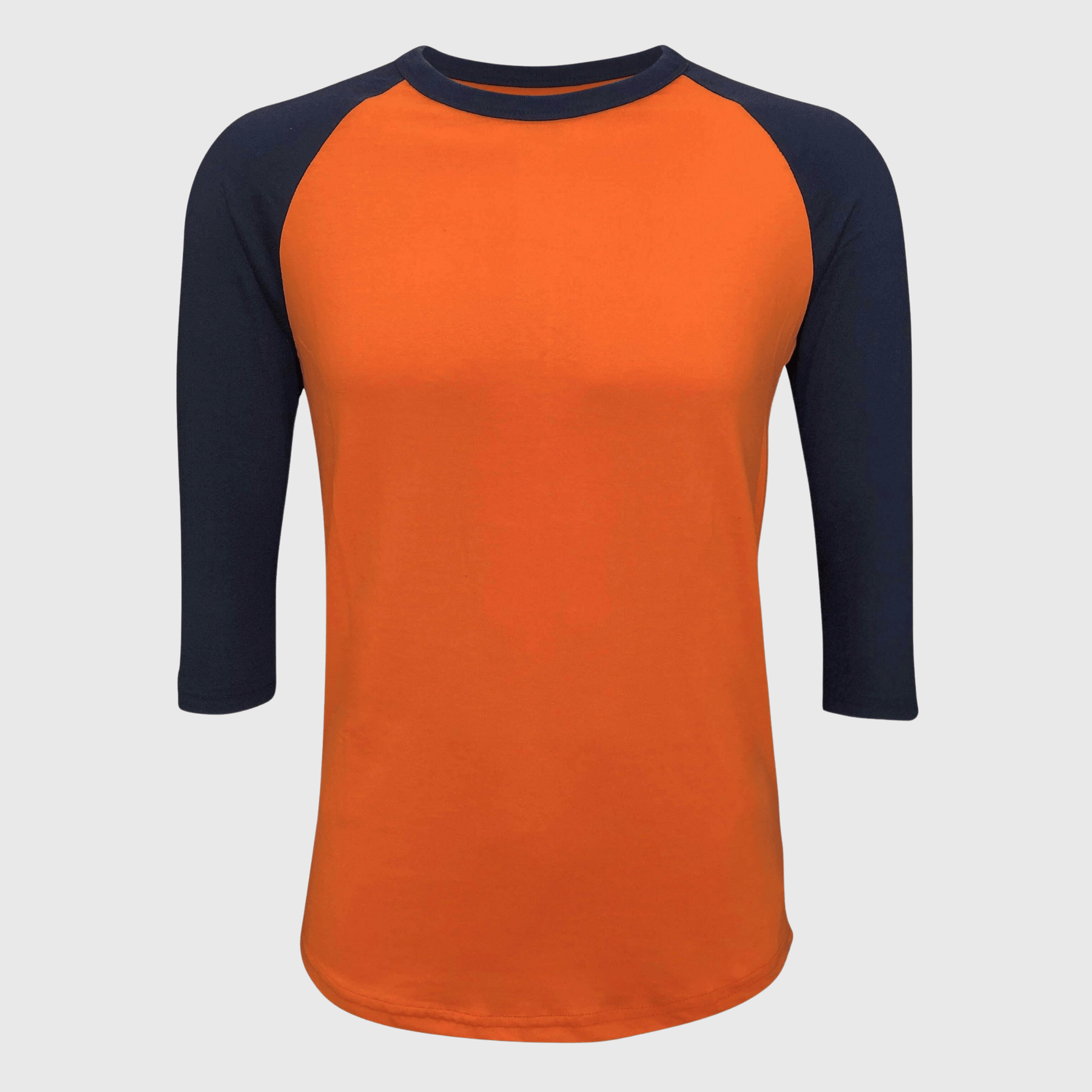 ILTEX Apparel Raglan Adult Plain Raglan 3/4 T-Shirt - Orange Navy