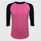 ILTEX Apparel Raglan Adult Plain Raglan 3/4 T-Shirt - Pink Body