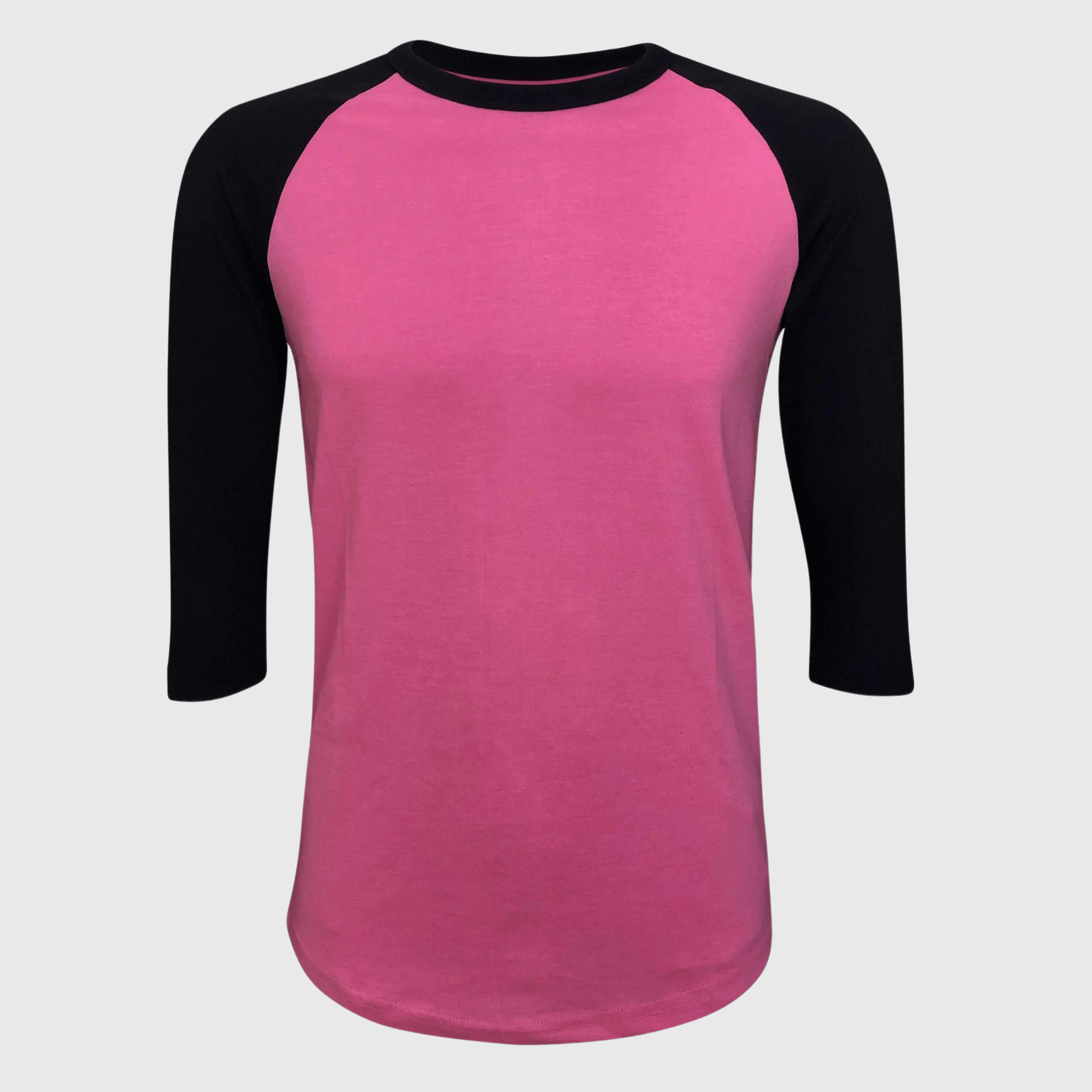 ILTEX Apparel Raglan Adult Plain Raglan 3/4 T-Shirt - Pink Body