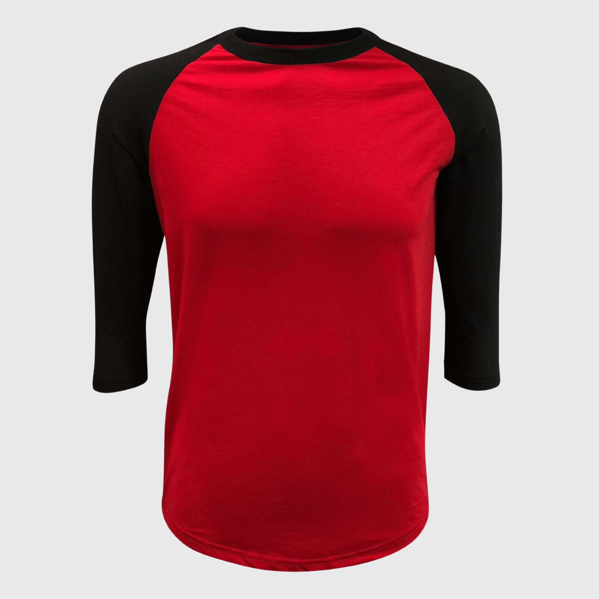 ILTEX Apparel Raglan Adult Plain Raglan 3/4 T-Shirt - Red Black