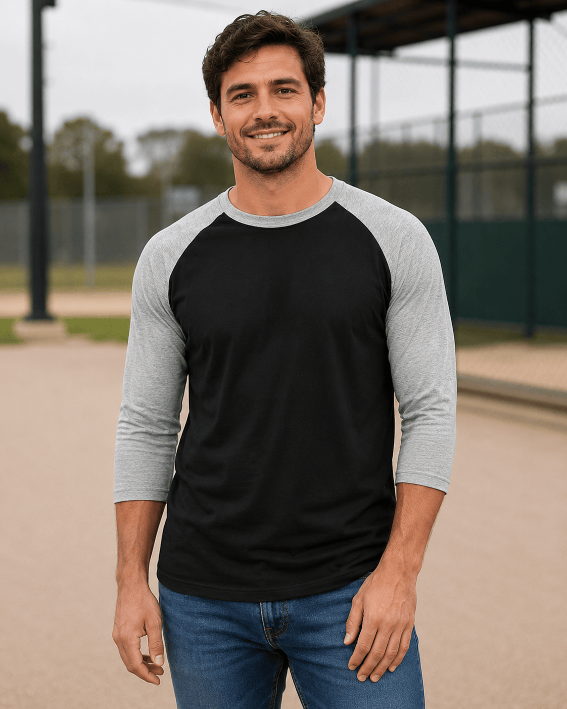 ILTEX Apparel Raglan Black/Gray / Small Adult 3/4 Sleeve Raglan Baseball Tee | 35+ Colors
