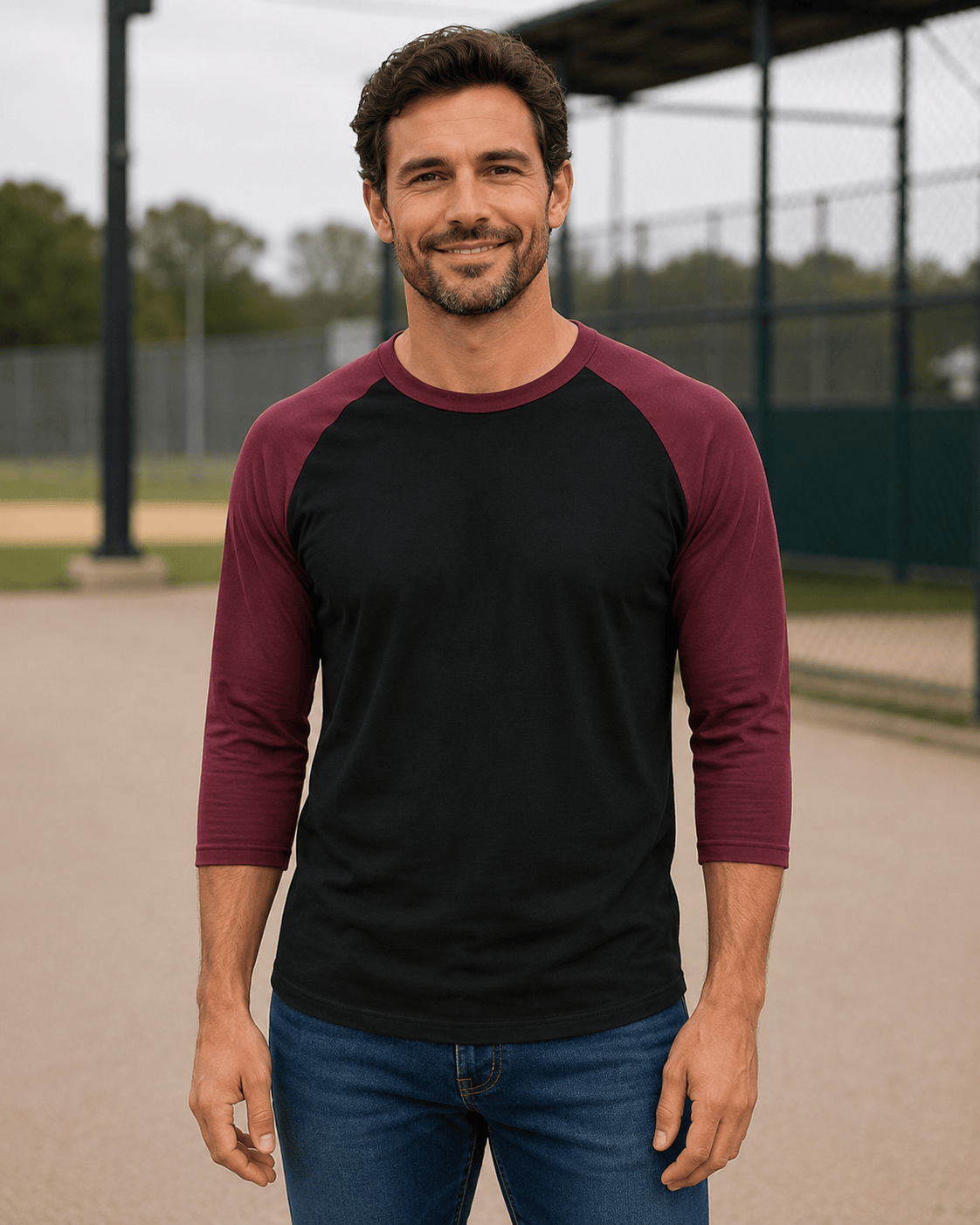ILTEX Apparel Raglan Black/Maroon / Small Adult 3/4 Sleeve Raglan Baseball Tee | 35+ Colors