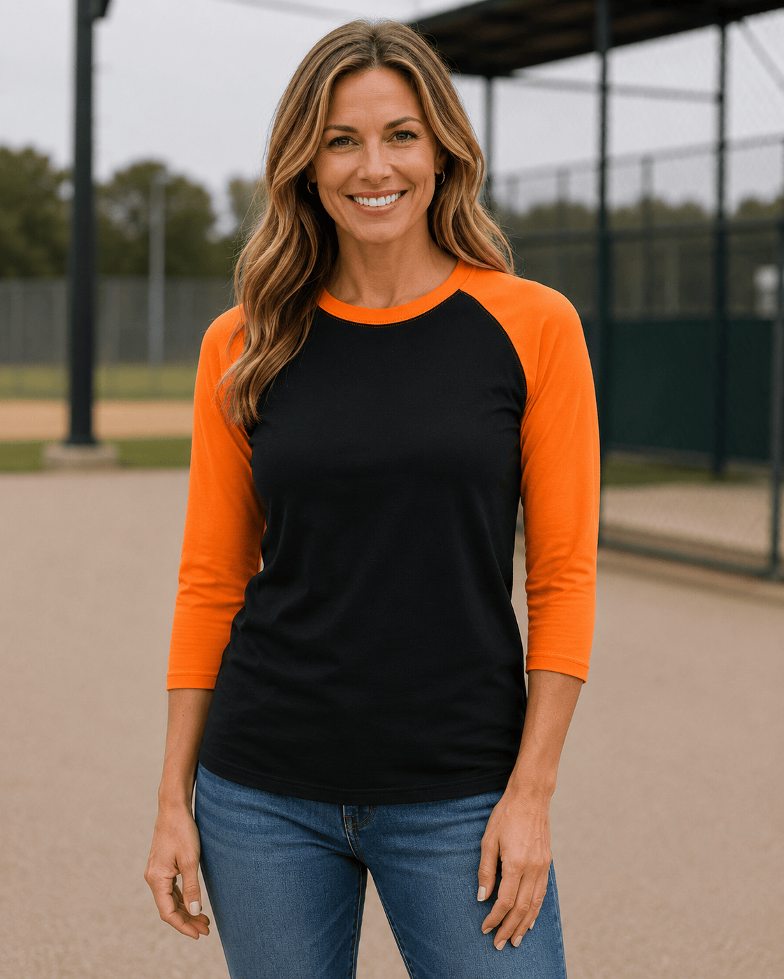 ILTEX Apparel Raglan Black/Orange / Small Adult 3/4 Sleeve Raglan Baseball Tee | 35+ Colors